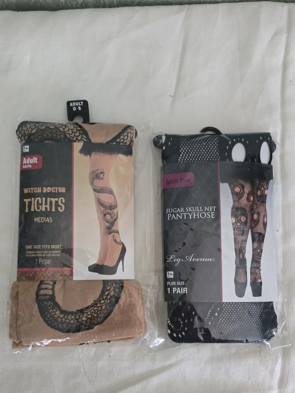 Witch Doctor Snake Tights & Sugar Skull Net Pantyhose Duo New